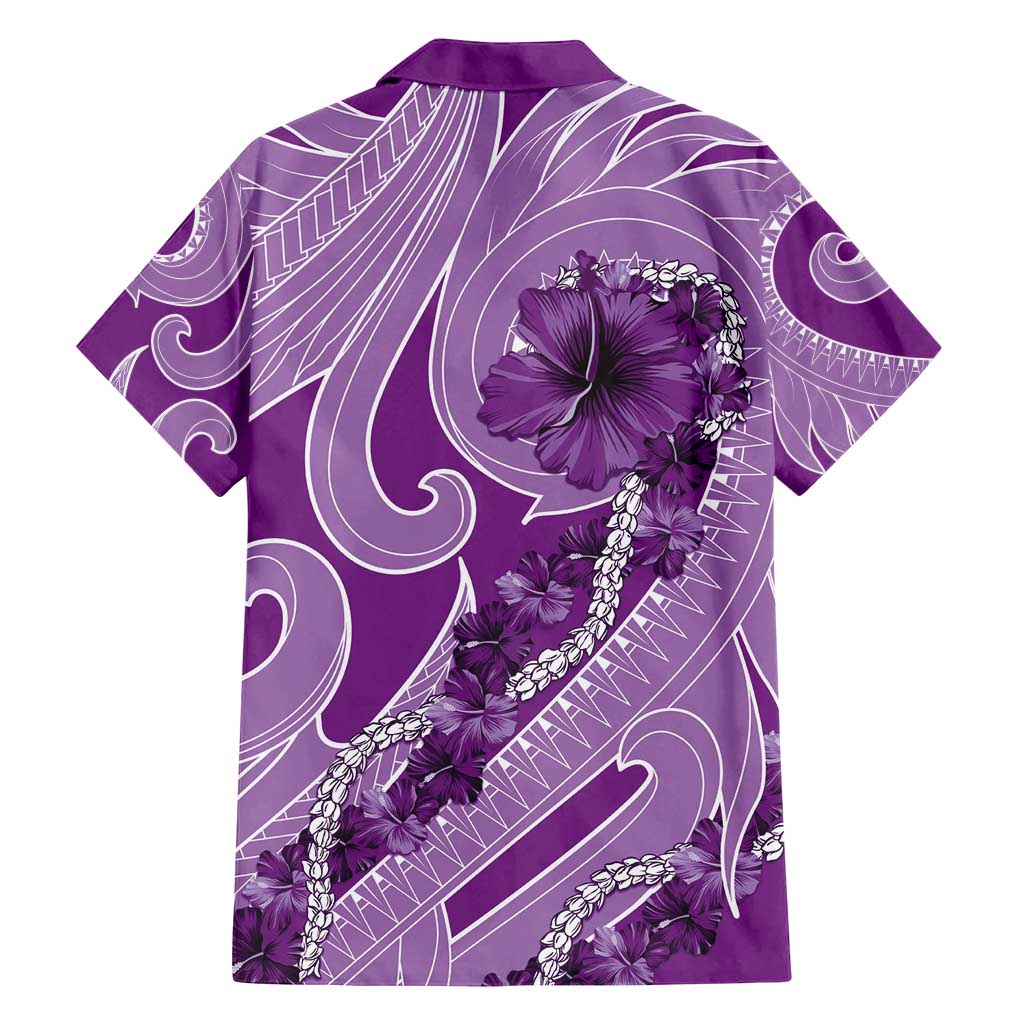 Hawaii Violet Hibiscus Pikake Lei Family Matching Long Sleeve Bodycon Dress and Hawaiian Shirt LT05 - Polynesian Pride