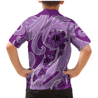 Hawaii Violet Hibiscus Pikake Lei Family Matching Mermaid Dress and Hawaiian Shirt LT05 - Polynesian Pride