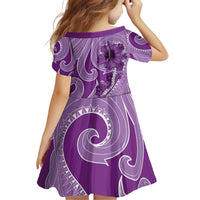 Hawaii Violet Hibiscus Pikake Lei Family Matching Off Shoulder Short Dress and Hawaiian Shirt - Polynesian Pride