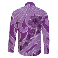 Hawaii Violet Hibiscus Pikake Lei Family Matching Tank Maxi Dress and Hawaiian Shirt - Polynesian Pride