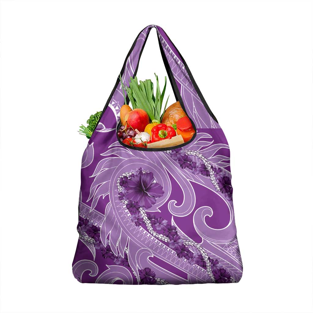 Hawaii Violet Hibiscus Pikake Lei Grocery Bag - Polynesian Pride