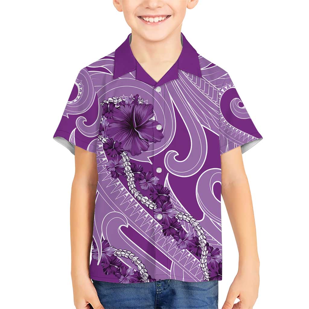 Hawaii Violet Hibiscus Pikake Lei Hawaiian Shirt - Polynesian Pride