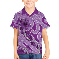 Hawaii Violet Hibiscus Pikake Lei Hawaiian Shirt - Polynesian Pride
