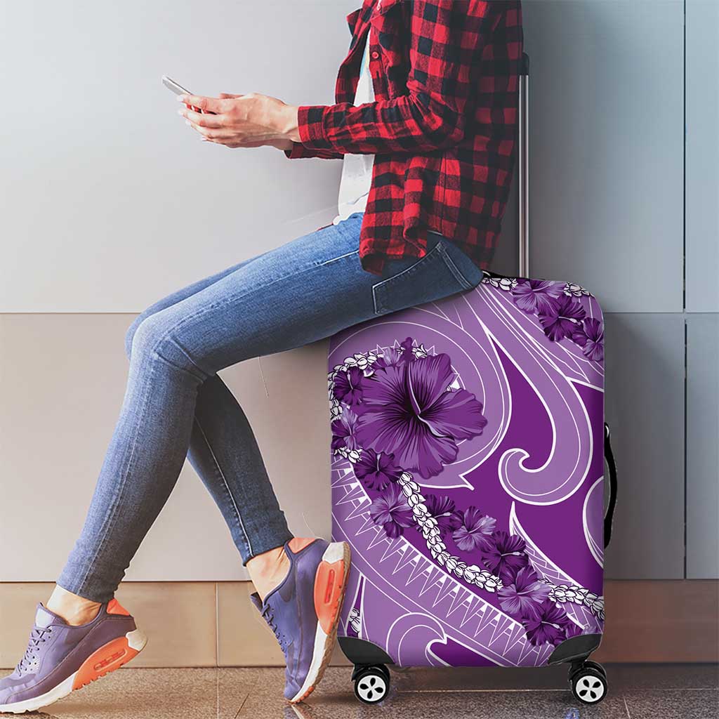 Hawaii Violet Hibiscus Pikake Lei Luggage Cover - Polynesian Pride