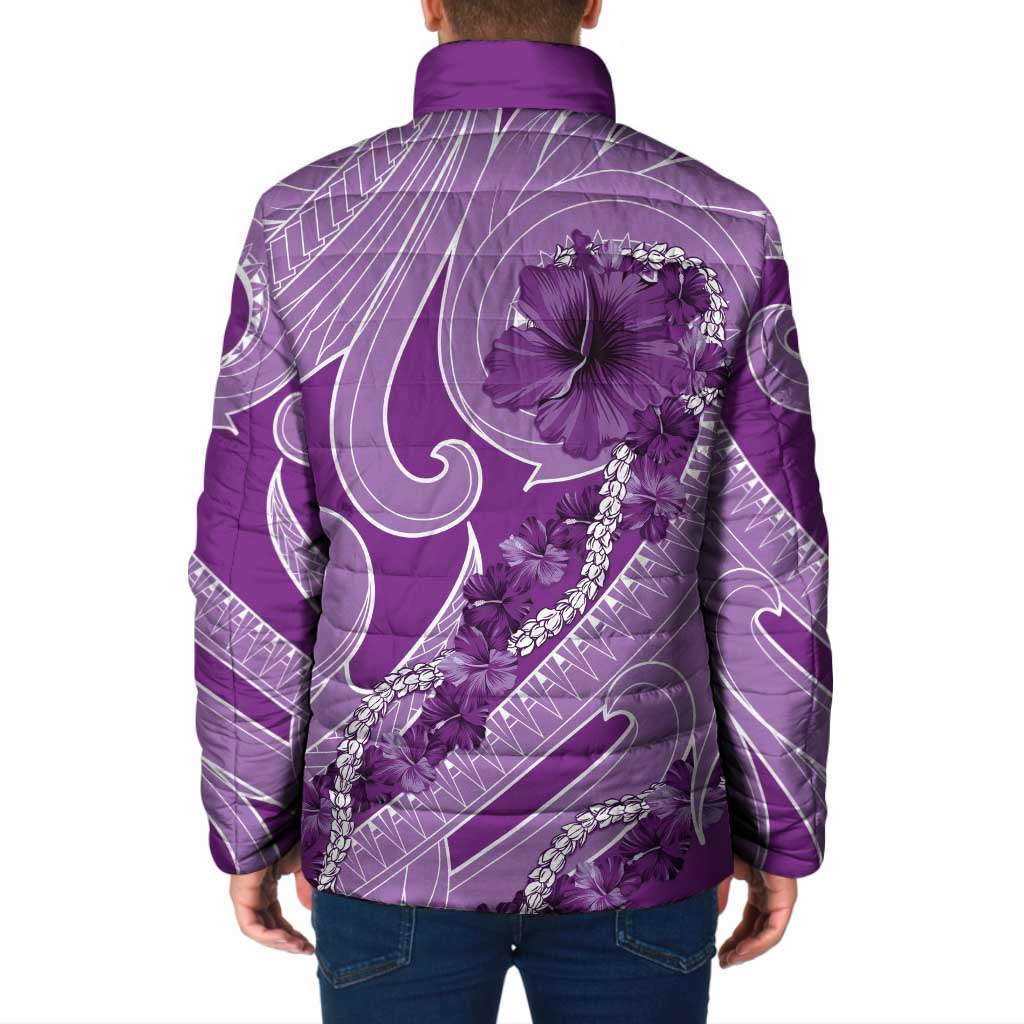 Hawaii Violet Hibiscus Pikake Lei Padded Jacket - Polynesian Pride