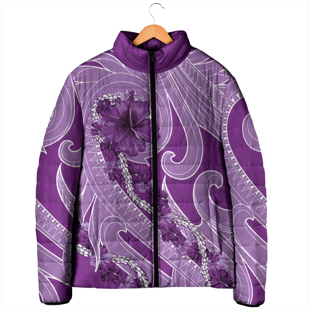 Hawaii Violet Hibiscus Pikake Lei Padded Jacket - Polynesian Pride