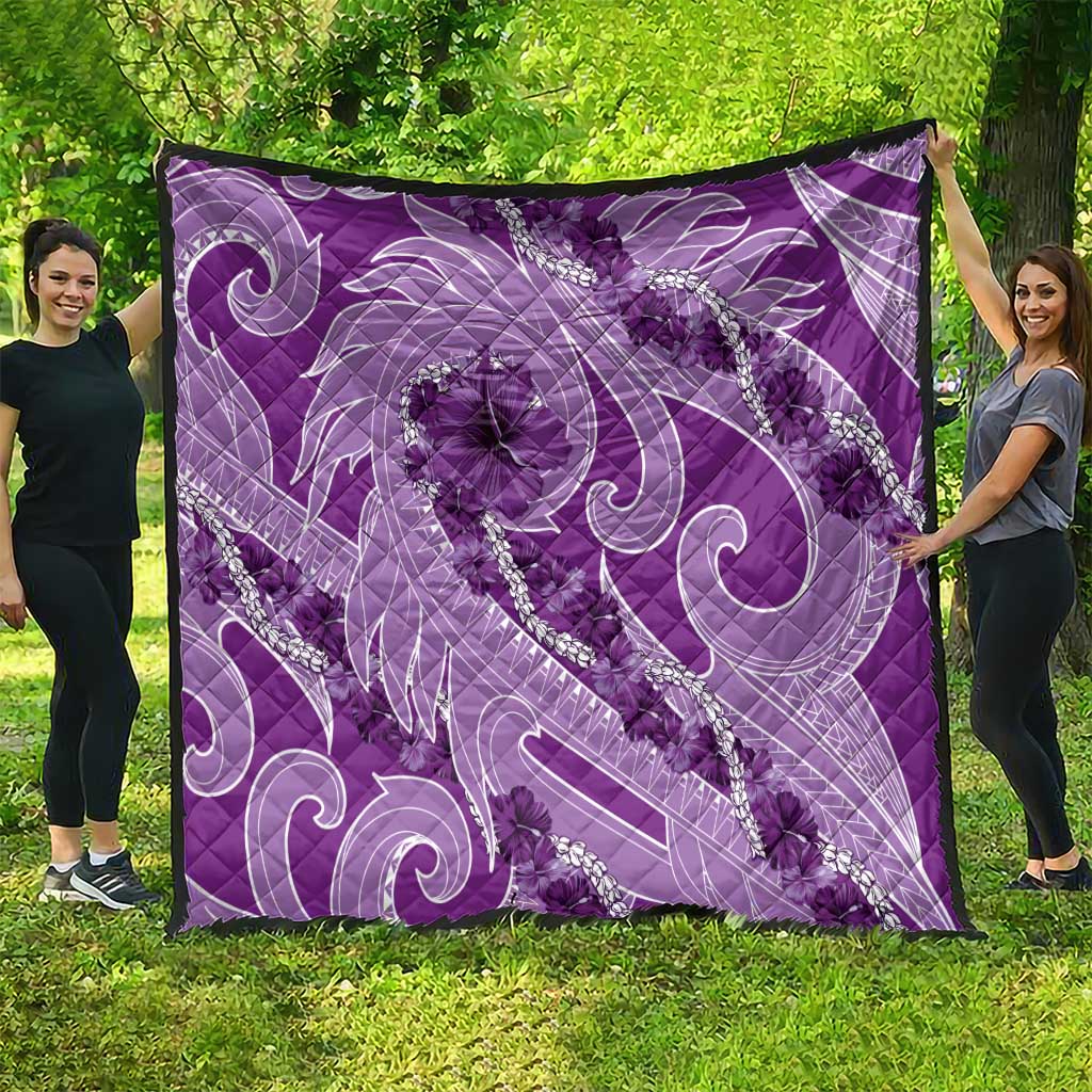 Hawaii Violet Hibiscus Pikake Lei Quilt - Polynesian Pride
