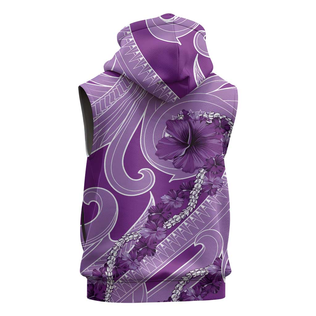 Hawaii Violet Hibiscus Pikake Lei Sleeveless Hoodie - Polynesian Pride