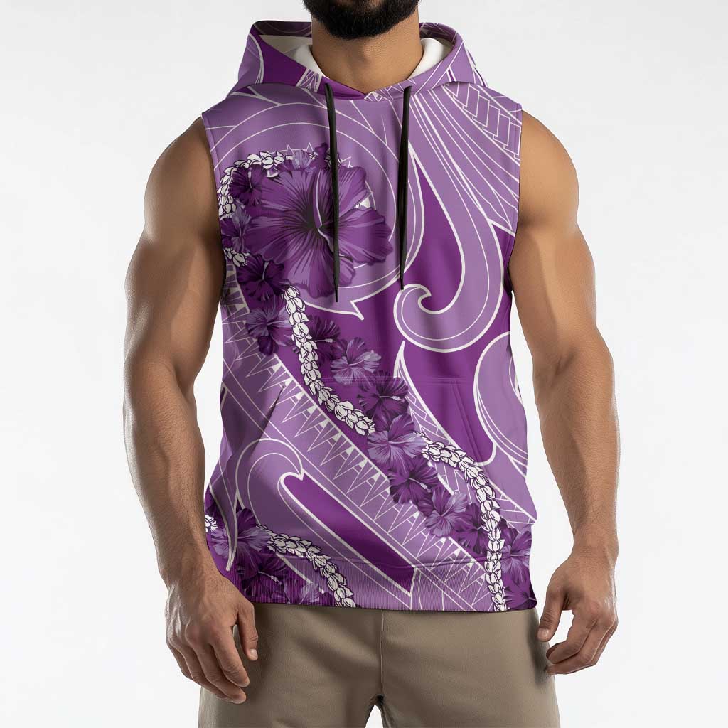 Hawaii Violet Hibiscus Pikake Lei Sleeveless Hoodie - Polynesian Pride