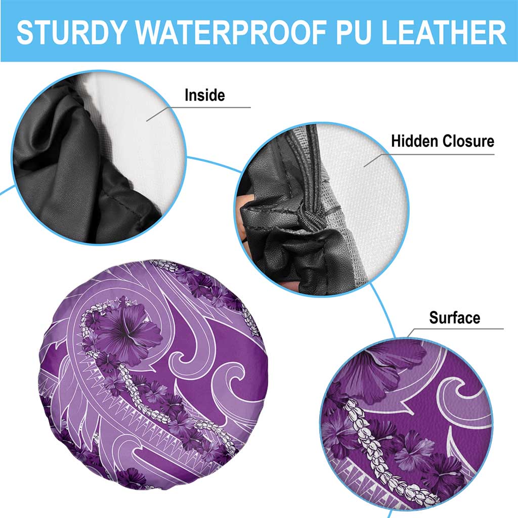 Hawaii Violet Hibiscus Pikake Lei Spare Tire Cover - Polynesian Pride