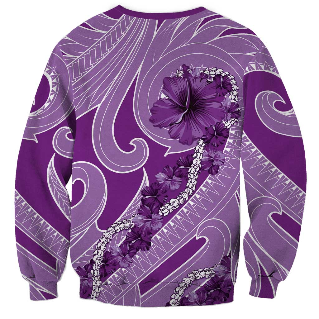 Hawaii Violet Hibiscus Pikake Lei Sweatshirt - Polynesian Pride