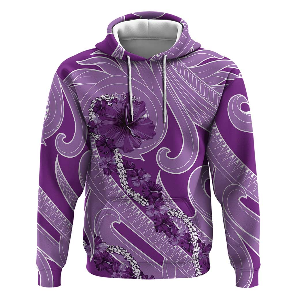 Hawaii Violet Hibiscus Pikake Lei Zip Hoodie - Polynesian Pride