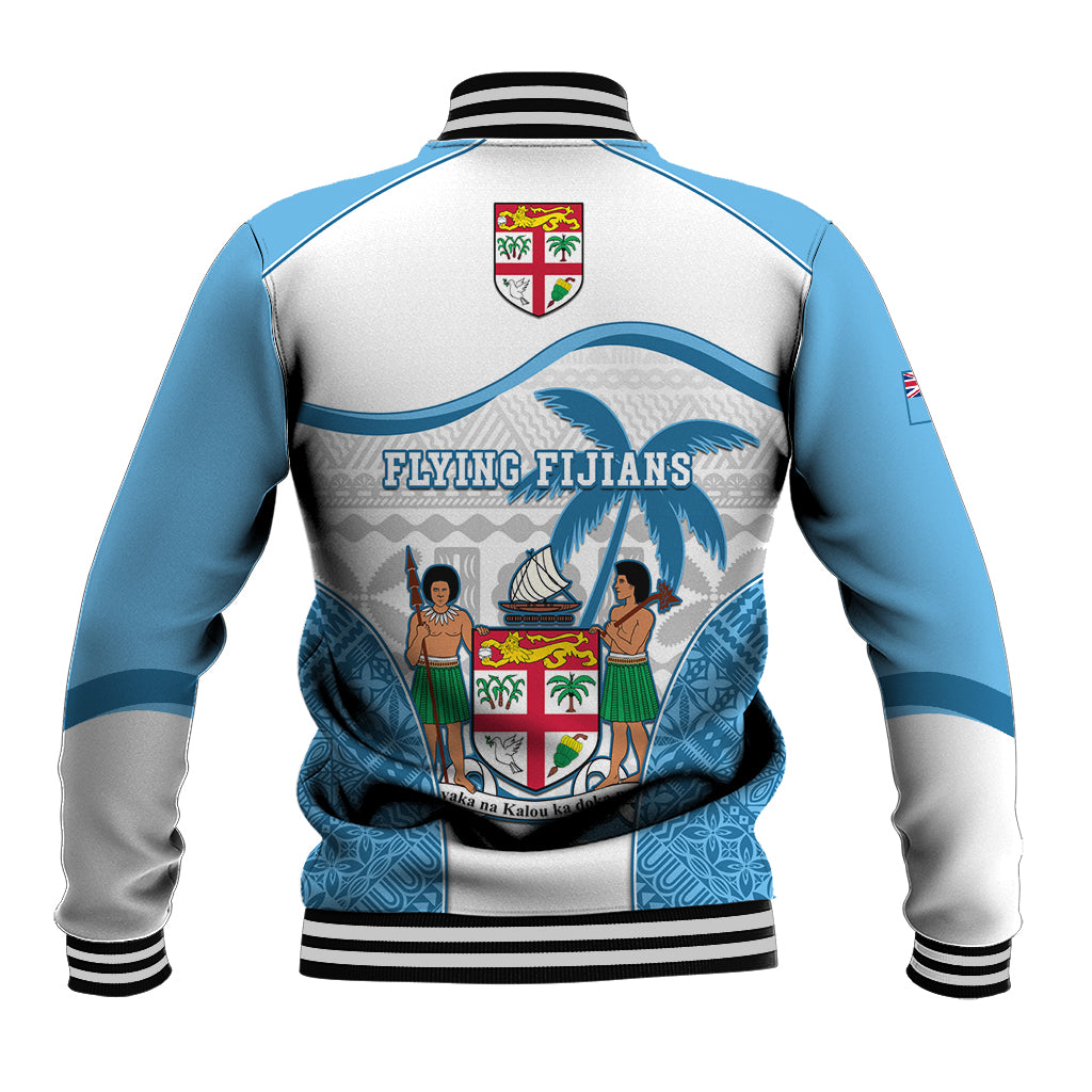 Fiji Rugby Baseball Jacket World Cup 2023 Fijian Tapa Pattern Blue Version LT05 - Polynesian Pride