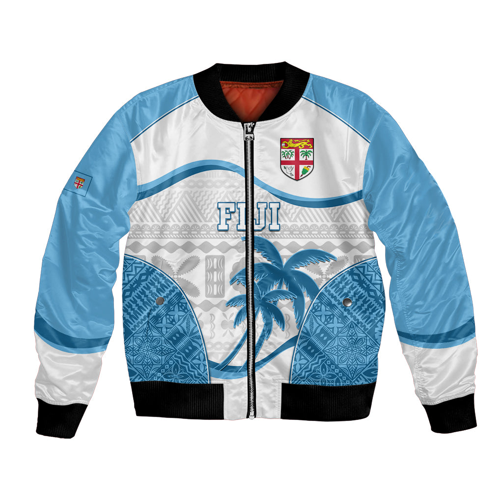 Fiji Rugby Bomber Jacket World Cup 2023 Fijian Tapa Pattern Blue Version LT05 Unisex Blue - Polynesian Pride