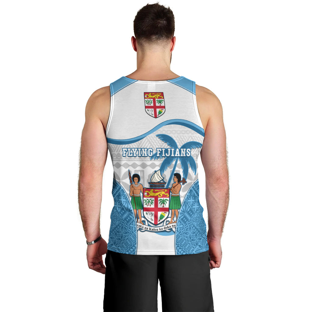 Fiji Rugby Men Tank Top World Cup 2023 Fijian Tapa Pattern Blue Version LT05 - Polynesian Pride