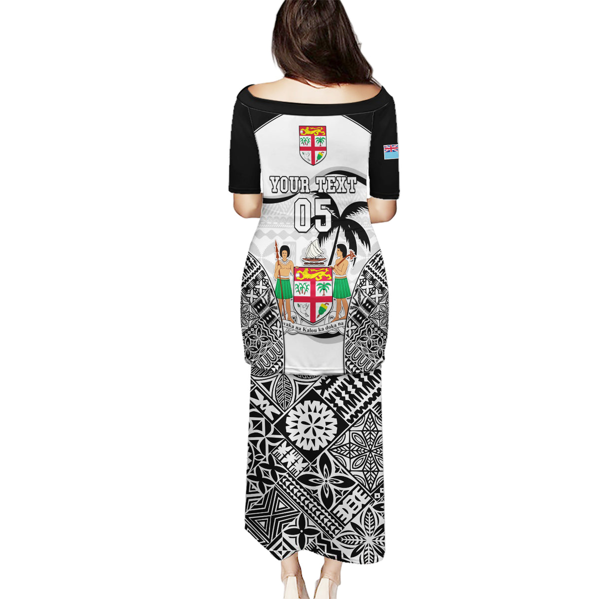 Custom Fiji Rugby Puletasi World Cup 2023 Fijian Tapa Pattern Black Version LT05 - Polynesian Pride