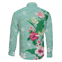Hawaii Tropical Flowers Family Matching Summer Maxi Dress and Hawaiian Shirt - Polynesian Tattoo Mint Green LT05 - Polynesian Pride