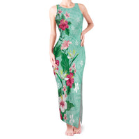 Hawaii Tropical Flowers Tank Maxi Dress Polynesian Tattoo Mint Green LT05 Women Green - Polynesian Pride