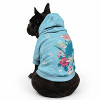 Hawaii Tropical Flowers Pet Hoodie Polynesian Tattoo Sky Blue LT05 - Polynesian Pride