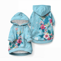 Hawaii Tropical Flowers Pet Hoodie Polynesian Tattoo Sky Blue LT05 Pullover Blue - Polynesian Pride