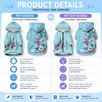 Hawaii Tropical Flowers Pet Hoodie Polynesian Tattoo Sky Blue LT05 - Polynesian Pride