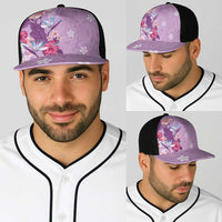 Hawaii Tropical Flowers Baseball Net Cap Polynesian Tattoo Lavender