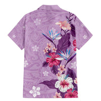 Hawaii Tropical Flowers Family Matching Mermaid Dress and Hawaiian Shirt Polynesian Tattoo Lavender LT05 - Polynesian Pride