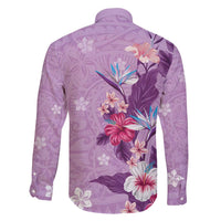Hawaii Tropical Flowers Family Matching Mermaid Dress and Hawaiian Shirt Polynesian Tattoo Lavender LT05 - Polynesian Pride