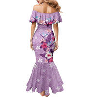 Hawaii Tropical Flowers Family Matching Mermaid Dress and Hawaiian Shirt Polynesian Tattoo Lavender LT05 - Polynesian Pride