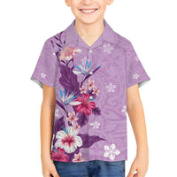 Hawaii Tropical Flowers Family Matching Tank Maxi Dress and Hawaiian Shirt Polynesian Tattoo Lavender LT05 Son's Shirt Lavender - Polynesian Pride