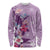Hawaii Tropical Flowers Long Sleeve Shirt Polynesian Tattoo Lavender