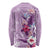 Hawaii Tropical Flowers Long Sleeve Shirt Polynesian Tattoo Lavender