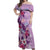 Hawaii Tropical Flowers Off Shoulder Maxi Dress Polynesian Tattoo Lavender