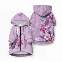 Hawaii Tropical Flowers Pet Hoodie Polynesian Tattoo Lavender LT05 Zip-up Lavender - Polynesian Pride