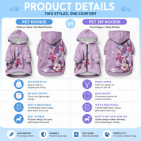 Hawaii Tropical Flowers Pet Hoodie Polynesian Tattoo Lavender LT05 - Polynesian Pride