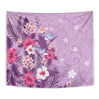 Hawaii Tropical Flowers Tapestry Polynesian Tattoo Lavender