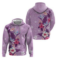 Hawaii Tropical Flowers Zip Hoodie Polynesian Tattoo Lavender