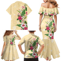 Hawaii Tropical Flowers Family Matching Mermaid Dress and Hawaiian Shirt Polynesian Tattoo Buttermilk LT05 - Polynesian Pride