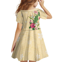 Hawaii Tropical Flowers Family Matching Off The Shoulder Long Sleeve Dress and Hawaiian Shirt Polynesian Tattoo Buttermilk LT05 - Polynesian Pride