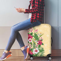 Hawaii Tropical Flowers Luggage Cover Polynesian Tattoo Buttermilk LT05 - Polynesian Pride