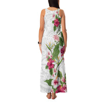 Hawaii Tropical Flowers Family Matching Tank Maxi Dress and Hawaiian Shirt - Polynesian Tattoo White LT05 - Polynesian Pride