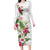 Hawaii Tropical Flowers Long Sleeve Bodycon Dress Polynesian Tattoo White
