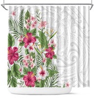 Hawaii Tropical Flowers Shower Curtain Polynesian Tattoo White LT05 White - Polynesian Pride