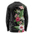 Hawaii Tropical Flowers Long Sleeve Shirt Polynesian Tattoo Black