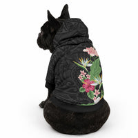 Hawaii Tropical Flowers Pet Hoodie Polynesian Tattoo Black LT05 - Polynesian Pride