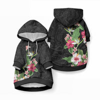 Hawaii Tropical Flowers Pet Hoodie Polynesian Tattoo Black LT05 Pullover Black - Polynesian Pride