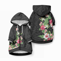 Hawaii Tropical Flowers Pet Hoodie Polynesian Tattoo Black LT05 Zip-up Black - Polynesian Pride