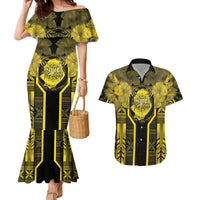 Niue The Rock Couples Matching Mermaid Dress and Hawaiian Shirt The Island Of The Uga LT05 Black - Polynesian Pride