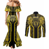 Niue The Rock Couples Matching Mermaid Dress and Long Sleeve Button Shirt The Island Of The Uga LT05 - Polynesian Pride
