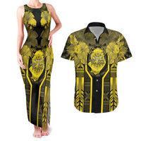 Niue The Rock Couples Matching Tank Maxi Dress and Hawaiian Shirt The Island Of The Uga LT05 Black - Polynesian Pride